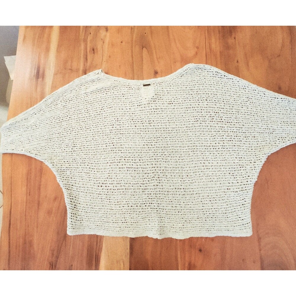 Billabong Womens Medium Sage Green Open Knit Batwing Beach Boho Coastal Sweater - Picture 4 of 5